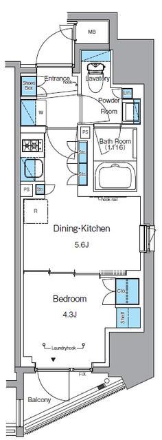 プライムアーバン浅草テラス(1DK/2階)の間取り写真