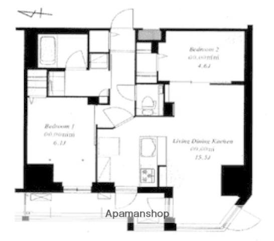 フレンシア菊川(2LDK/9階)の間取り写真