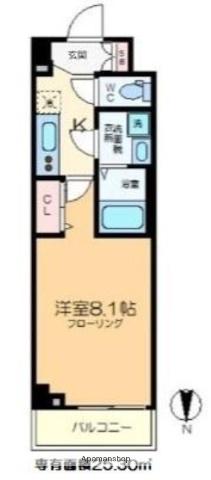 ミライア両国森下(1K/6階)の間取り写真