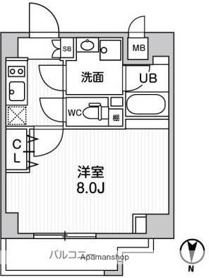 ALTERNA菊川Ⅱ(1K/5階)の間取り写真