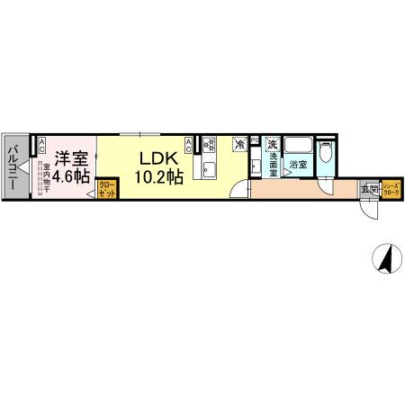 グラナーデ西瑞江(1LDK/2階)の間取り写真