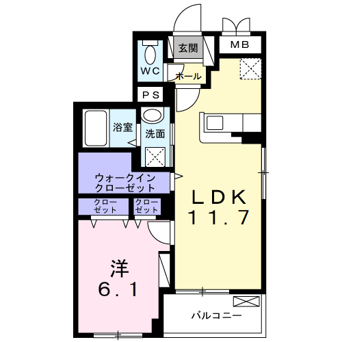 ACTY TATSUMI(1LDK/4階)の間取り写真