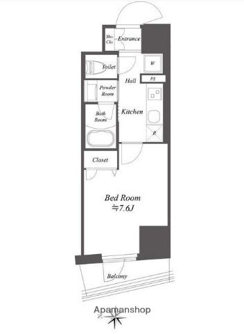 ドゥーエ亀戸Ⅱ(1K/8階)の間取り写真