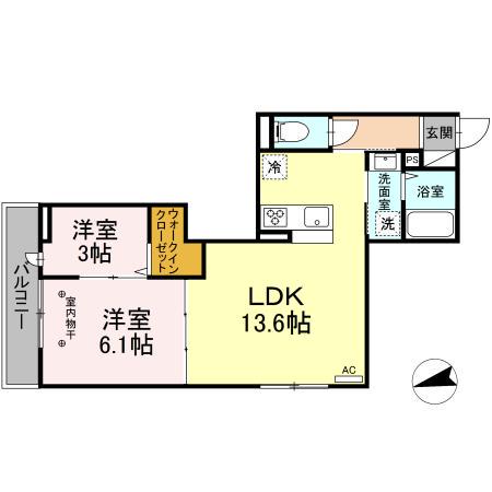 レクシア東葛西Ⅰ(2LDK/3階)の間取り写真