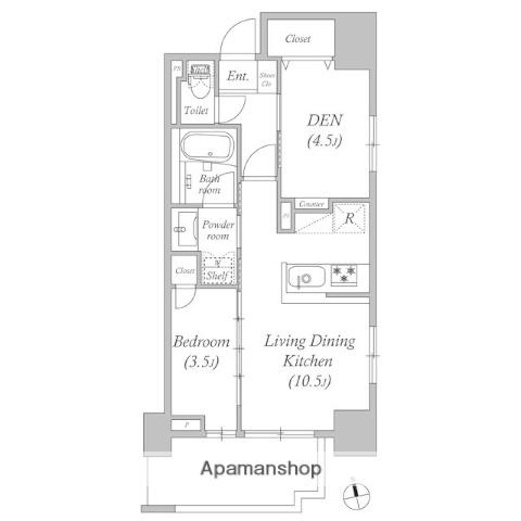 コスモグラシア浅草(1SLDK/3階)の間取り写真