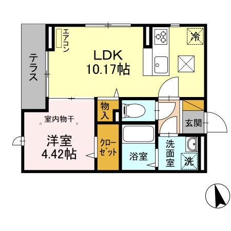 フラーリッシュ(1LDK/1階)の間取り写真