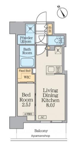 クレストコート門前仲町(1LDK/10階)の間取り写真