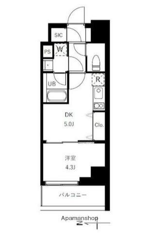 グランジット蔵前(1DK/6階)の間取り写真