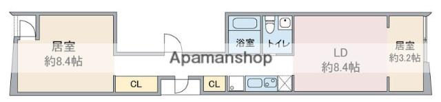 FLORAISON HANAKAWADO(2DK/4階)の間取り写真