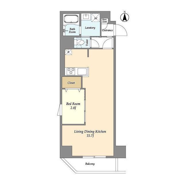 アルファコート谷在家(1LDK/6階)の間取り写真