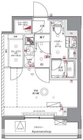 ユリカロゼAZ亀戸Ⅱ(1K/6階)の間取り写真