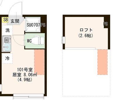 シースカイ平井(ワンルーム/1階)の間取り写真
