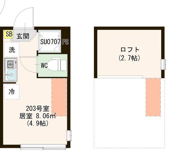 シースカイ平井(ワンルーム/2階)の間取り写真