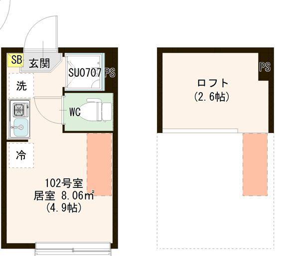 シースカイ平井(ワンルーム/1階)の間取り写真