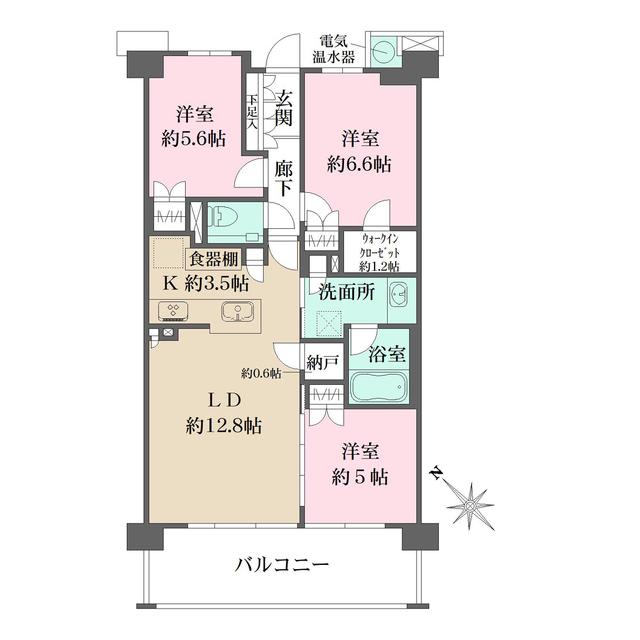 ザ・パークハウス新浦安マリンヴィラサニープラザ(3LDK/2階)の間取り写真