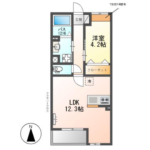 SKY FUENTEスカイ フェンテ(1LDK/2階)の間取り写真