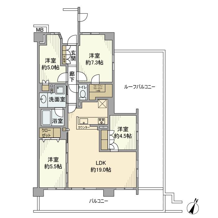 ザパークハウス南行徳レジデンス(4LDK/6階)の間取り写真