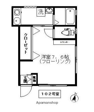 ウッドハウス彩(1K/1階)の間取り写真