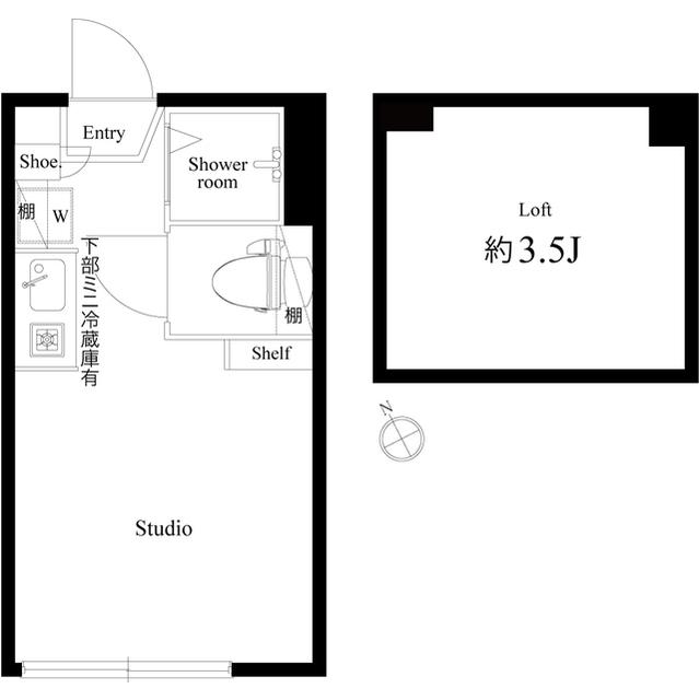 カサ・デ・アンジェラ(ワンルーム/2階)の間取り写真