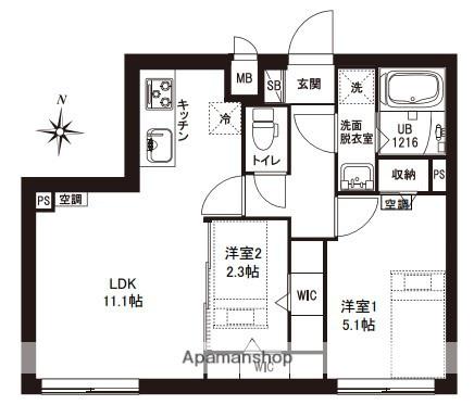 レピュア東大島駅前レジデンス(2LDK/5階)の間取り写真