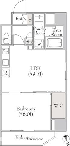 ルミークアン北上野(1LDK/5階)の間取り写真