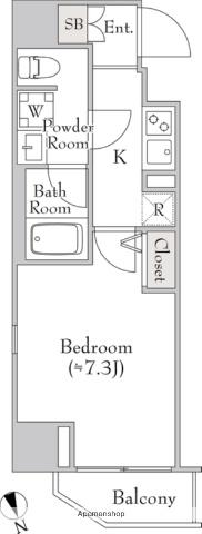 ルミークアン北上野(1K/2階)の間取り写真