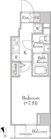 ルミークアン北上野(1K/9階)の間取り写真