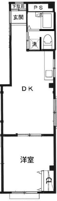 渡辺ビル(1DK/3階)の間取り写真