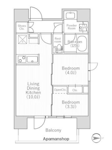 NIDO MOTOASAKUSA(2LDK/11階)の間取り写真