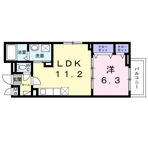 エルグ3(1LDK/3階)の間取り写真