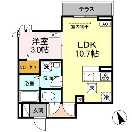 D-ROOM京島3丁目(1LDK/1階)の間取り写真