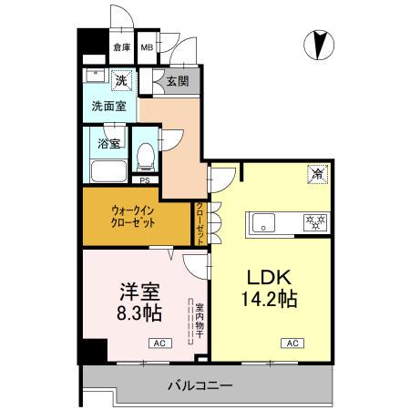 ロイジェント潮見(1LDK/4階)の間取り写真