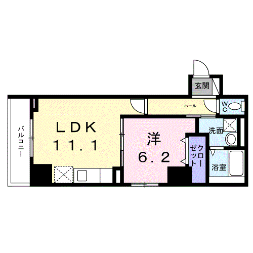 シエスタ キー(1LDK/6階)の間取り写真