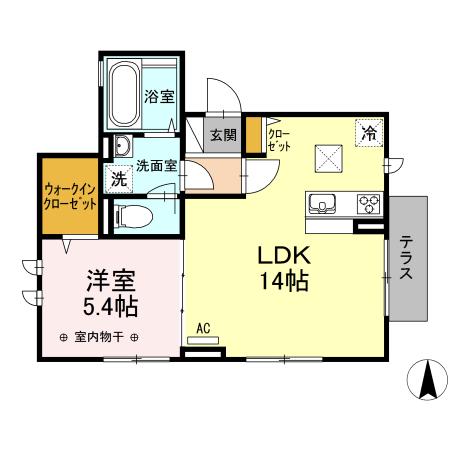 D-ROOMRENKA(1LDK/1階)の間取り写真