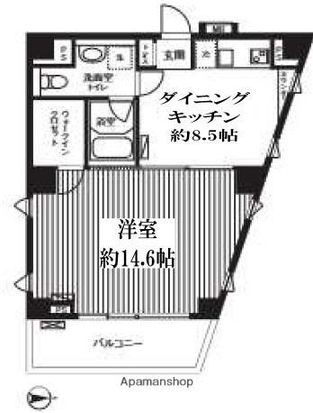 T-COURT(1DK/6階)の間取り写真