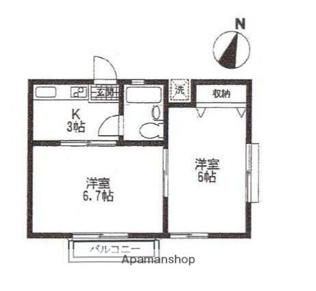 コーポ平野(2K/2階)の間取り写真
