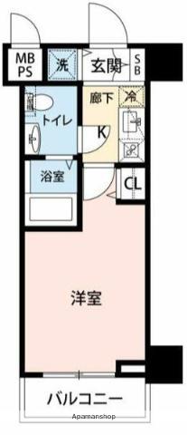 エクセリア旗の台(1K/2階)の間取り写真