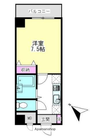 フェリーチェ目黒(1K/2階)の間取り写真