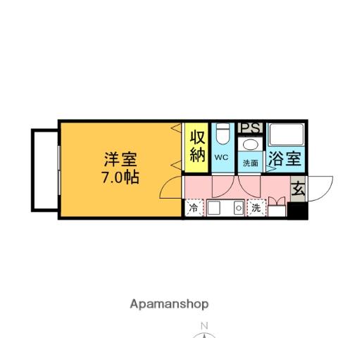 プルメリア(1K/1階)の間取り写真