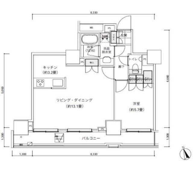 パークキューブ愛宕山タワー(1LDK/3階)の間取り写真