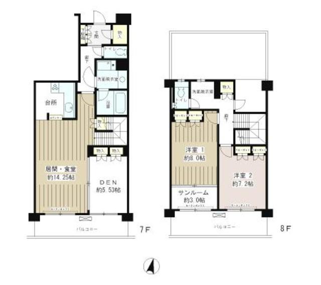 クラッサ目黒かむろ坂(3LDK/7階)の間取り写真