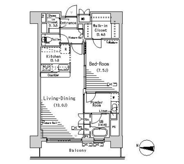 パークアクシス辰巳ステージ(1LDK/5階)の間取り写真
