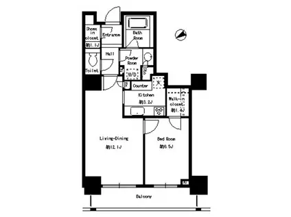 パークタワー芝浦ベイワードアーバンウイング(1LDK/5階)の間取り写真