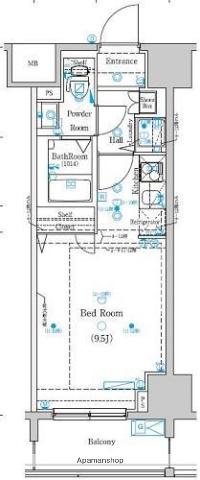 グランシアタワー亀戸(ワンルーム/10階)の間取り写真