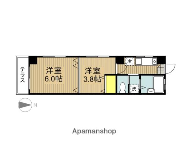 コーポダイミ(2K/1階)の間取り写真