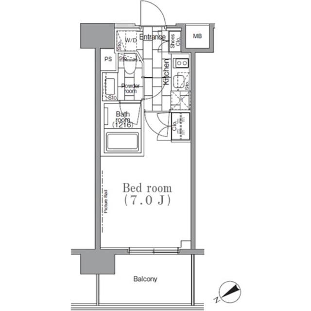 パークハビオ目黒リバーサイド(1K/10階)の間取り写真