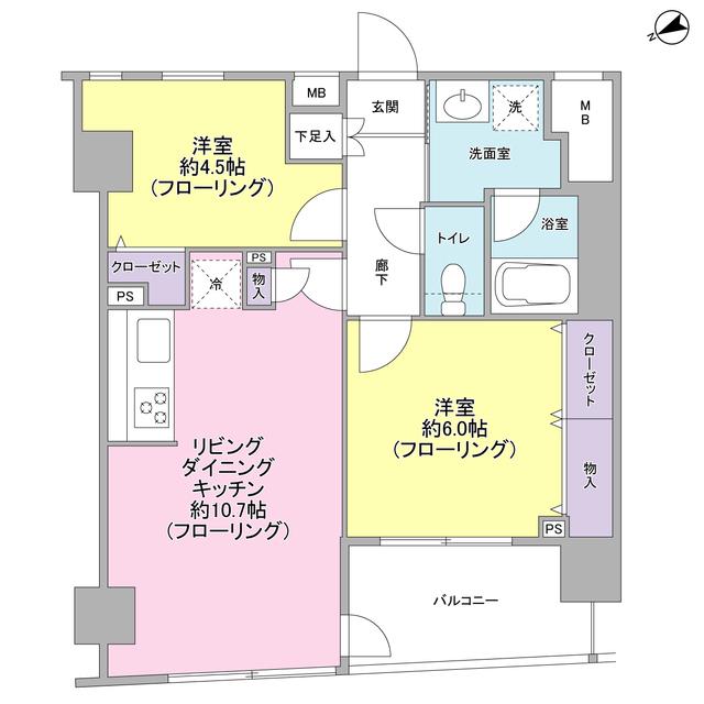 パートナーシップアパートメント(2LDK/12階)の間取り写真
