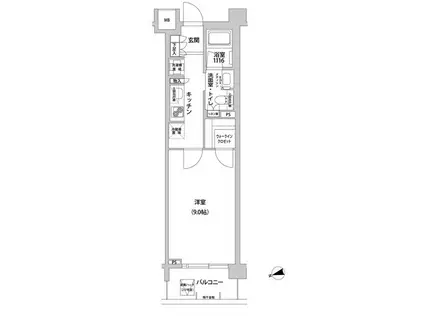 コンフォリア目黒青葉台(1K/2階)の間取り写真