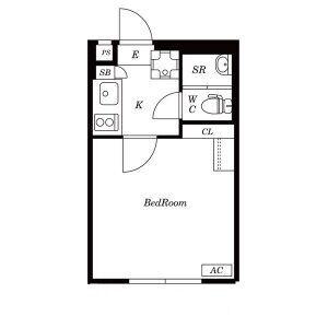 アサカシオン瀬田(1K/1階)の間取り写真