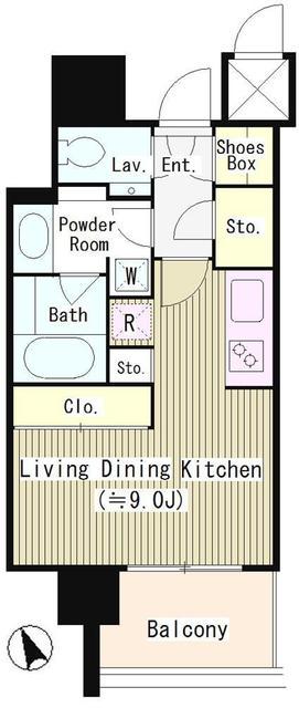 THE ROPPONGI TOKYO CLUB RESIDENC(ワンルーム/14階)の間取り写真